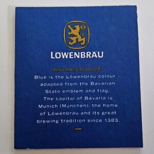 Lowenbrau Bavarian Blue Beer Coaster Bar‎ Memorabilia Collectible Lion Logo